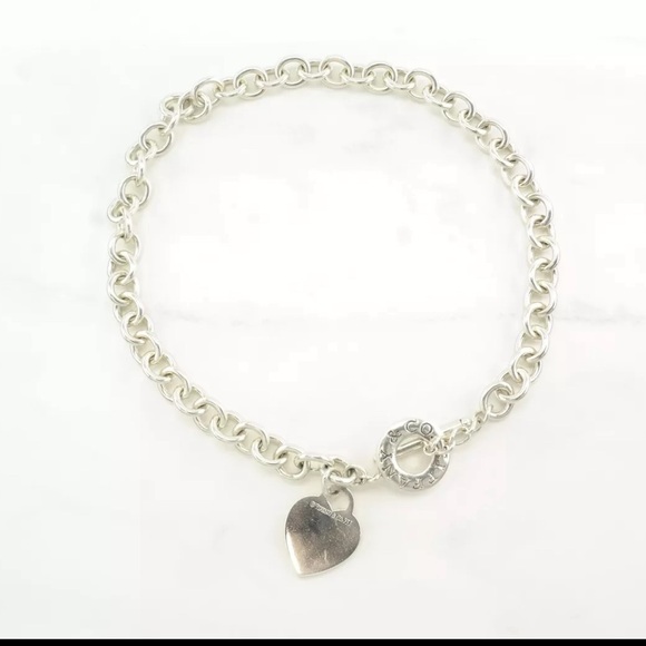 Tiffany & Co choker necklace with blank authentic heart charm gently used - Picture 2 of 2